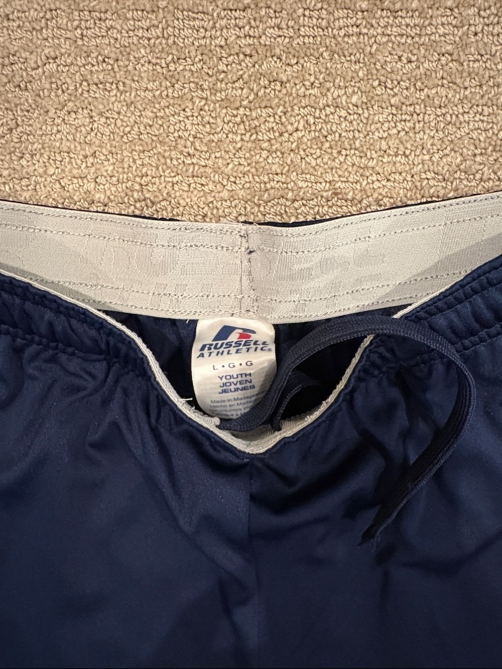 Russell Athletic Navy Shorts with Yellow Michigan M Logo - Picture 2 of 4